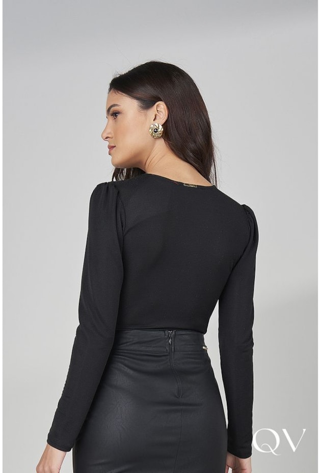 BODY MALHA COM TRANSPASSE PRETO - TITANIUM JEANS BODY MALHA COM TRANSPASSE PRETO - TITANIUM JEANS