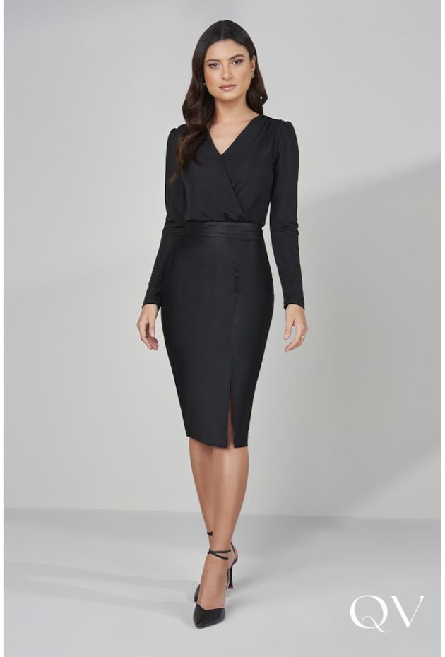 BODY MALHA COM TRANSPASSE PRETO - TITANIUM JEANS BODY MALHA COM TRANSPASSE PRETO - TITANIUM JEANS