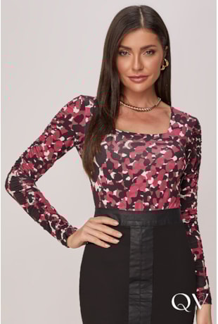 BODY MANGA LONGA ESTAMPADO - TITANIUM JEANS BODY MANGA LONGA ESTAMPADO - TITANIUM JEANS