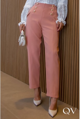 CALÇA ALFAIATARIA COM BARRA FLARE ROSE - LUZIA FAZZOLLI