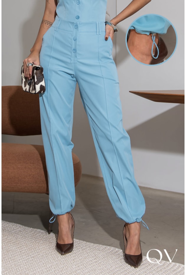 CALÇA ALFAIATARIA COM BOTÕES AZUL PETRÓLEO - LUZIA FAZZOLLI CALÇA ALFAIATARIA COM BOTÕES AZUL PETRÓLEO - LUZIA FAZZOLLI