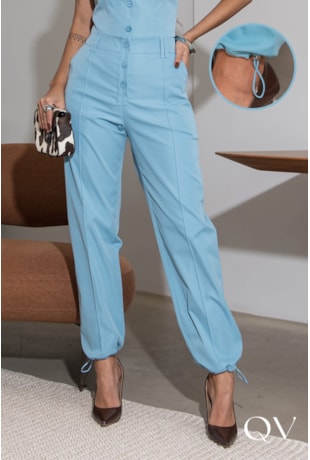 CALÇA ALFAIATARIA COM BOTÕES AZUL PETRÓLEO - LUZIA FAZZOLLI CALÇA ALFAIATARIA COM BOTÕES AZUL PETRÓLEO - LUZIA FAZZOLLI