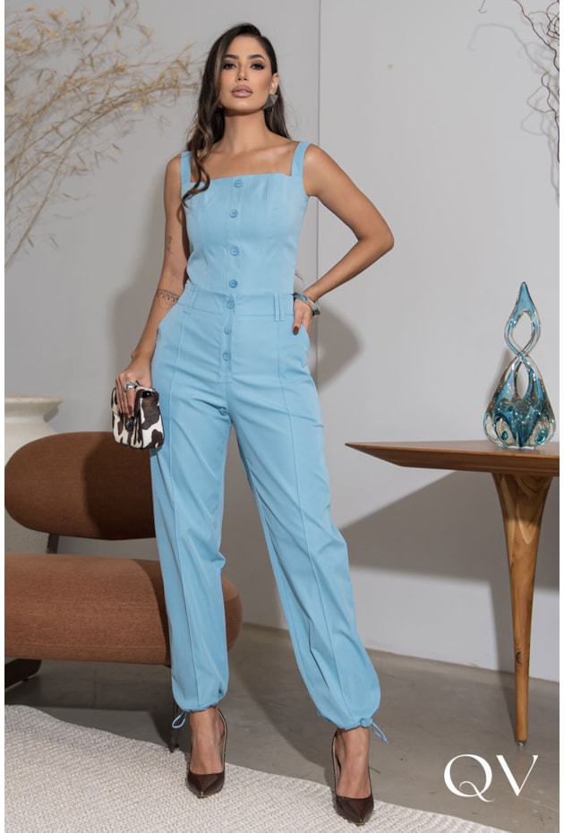 CALÇA ALFAIATARIA COM BOTÕES AZUL PETRÓLEO - LUZIA FAZZOLLI CALÇA ALFAIATARIA COM BOTÕES AZUL PETRÓLEO - LUZIA FAZZOLLI