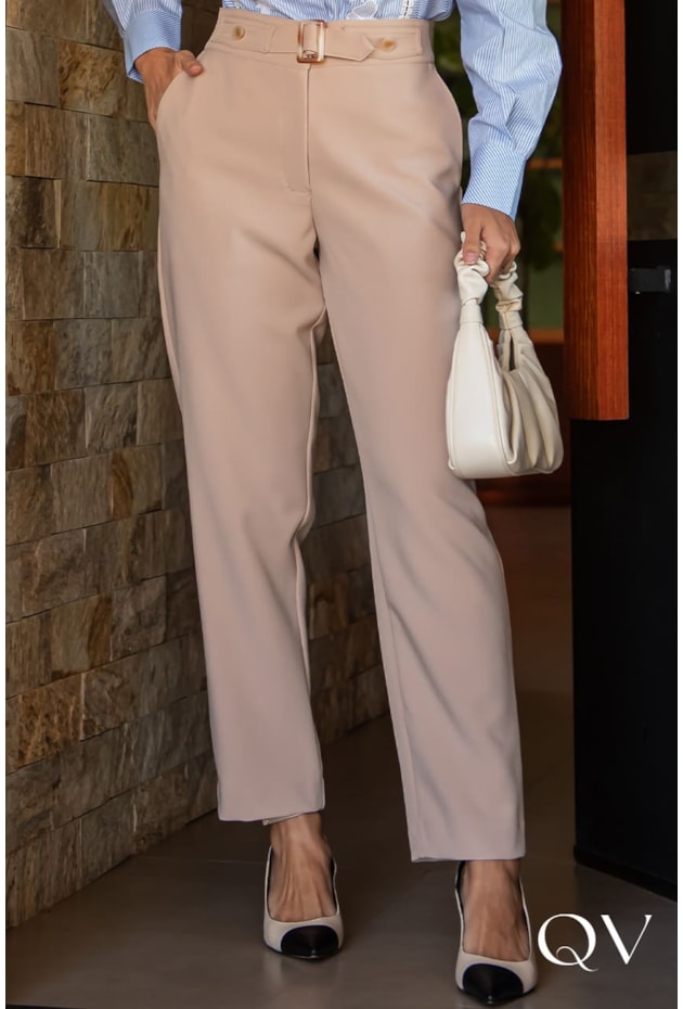 CALÇA ALFAIATARIA DETALHE CÓS BEGE - LUZIA FAZZOLLI CALÇA ALFAIATARIA DETALHE CÓS BEGE - LUZIA FAZZOLLI