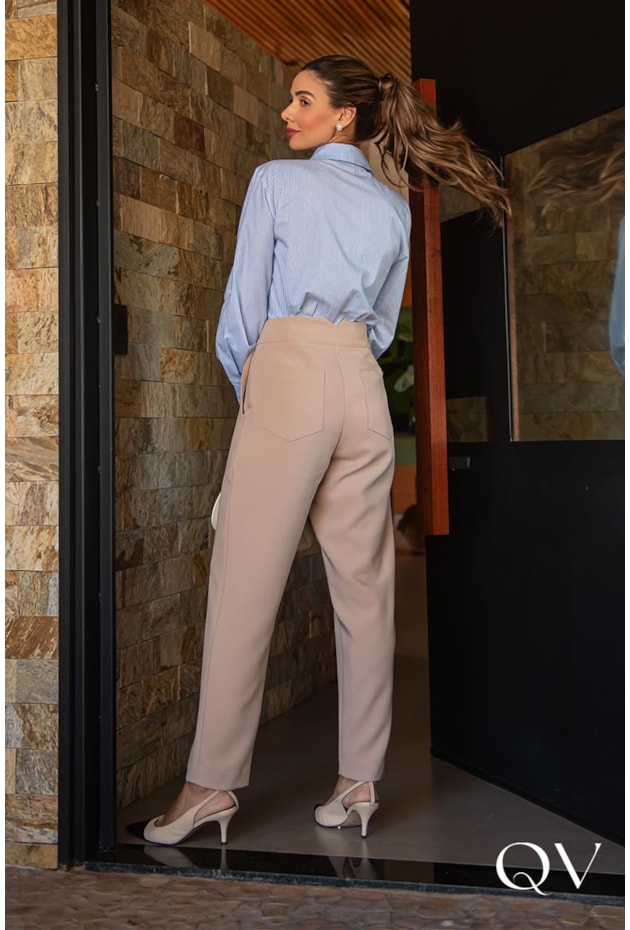 CALÇA ALFAIATARIA DETALHE CÓS BEGE - LUZIA FAZZOLLI CALÇA ALFAIATARIA DETALHE CÓS BEGE - LUZIA FAZZOLLI