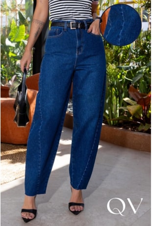 CALÇA BALLOON EM JEANS AZUL ESCURO - LUZIA FAZZOLLI