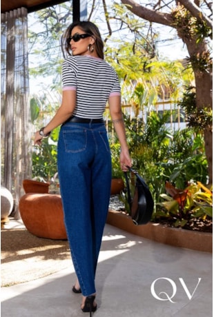 CALÇA BALLOON EM JEANS AZUL ESCURO - LUZIA FAZZOLLI