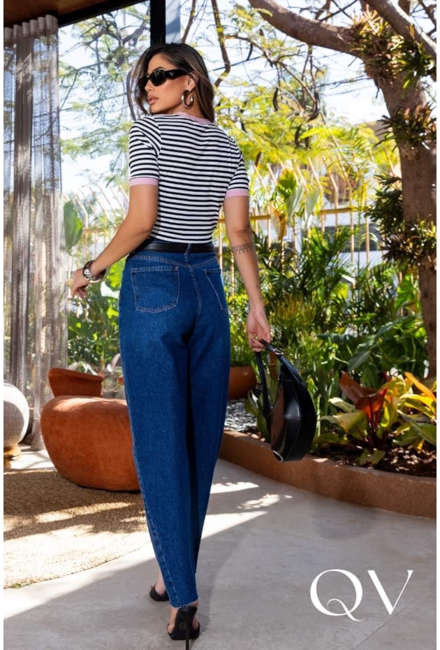 CALÇA BALLOON EM JEANS AZUL ESCURO - LUZIA FAZZOLLI