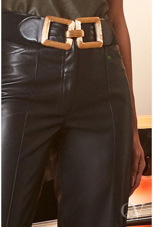 CALÇA COURO ECO COM PENCES PRETO - LUZIA FAZZOLLI CALÇA COURO ECO COM PENCES PRETO - LUZIA FAZZOLLI