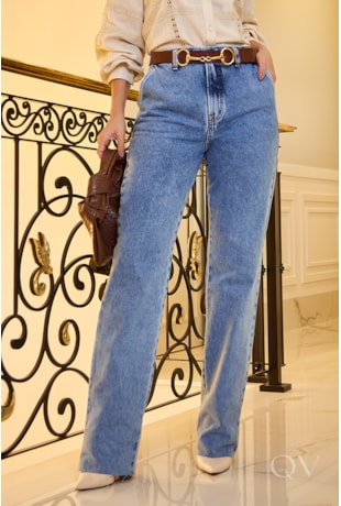 CALÇA EM ALFAIATARIA JEANS - LUZIA FAZZOLLI