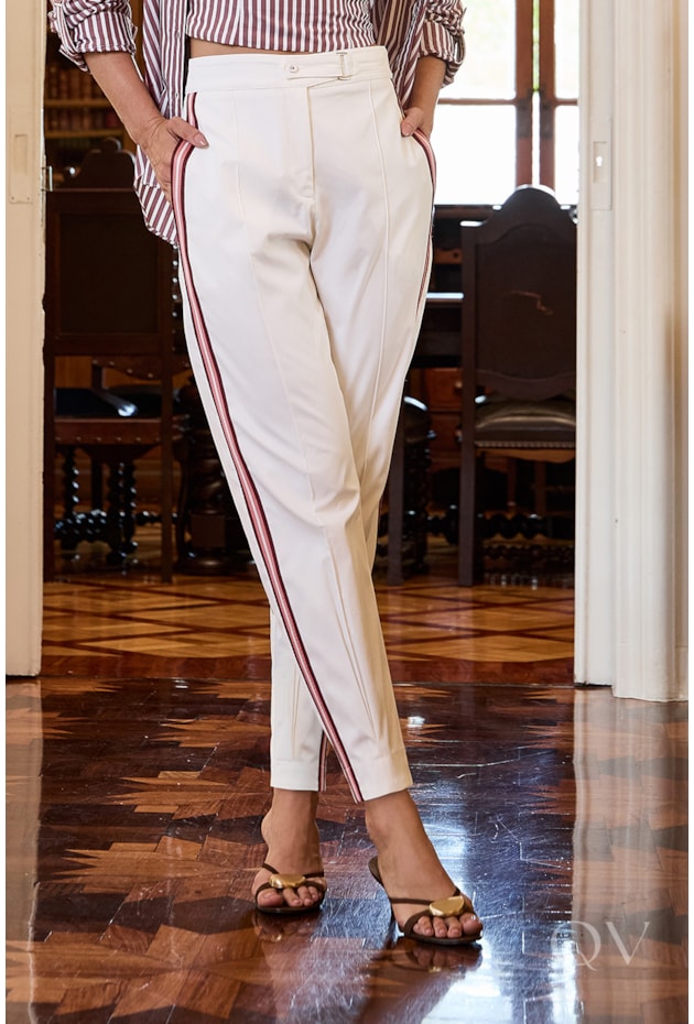 CALÇA EM ALFAIATARIA OFF WHITE - LUZIA FAZZOLLI