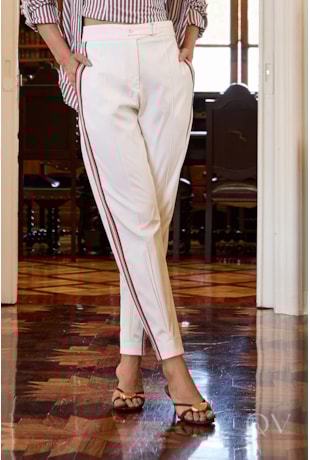 CALÇA EM ALFAIATARIA OFF WHITE - LUZIA FAZZOLLI