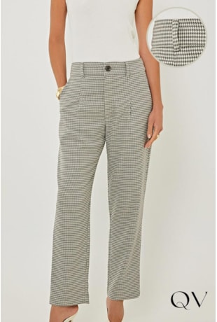 CALÇA EM ALFAIATARIA PIED POULE MESCLA - LINDA DE MORRER