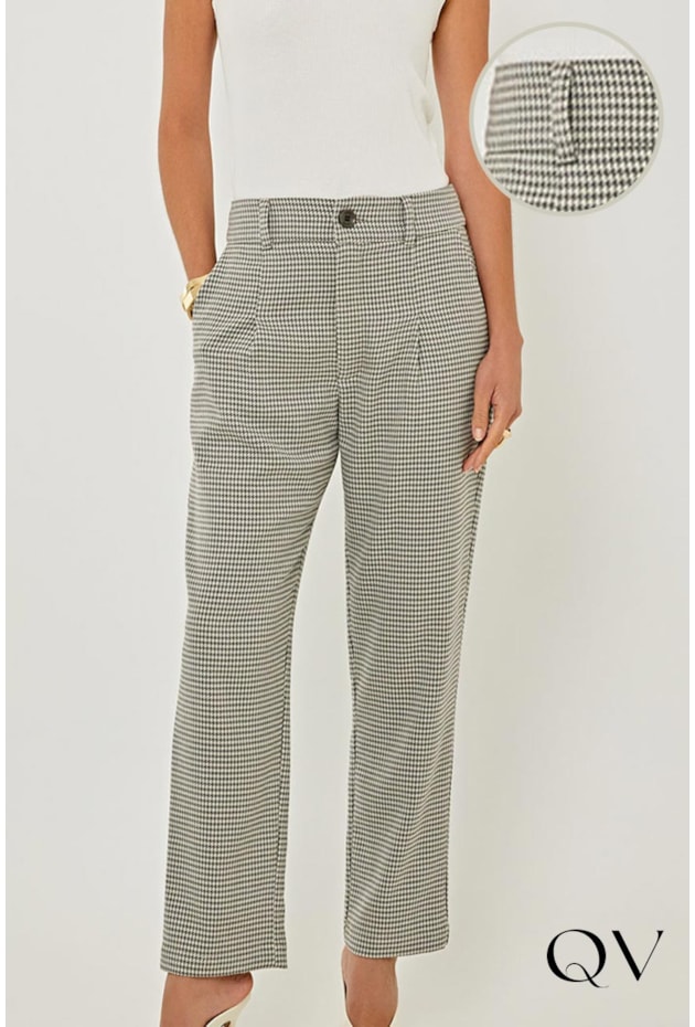 CALÇA EM ALFAIATARIA PIED POULE MESCLA - LINDA DE MORRER