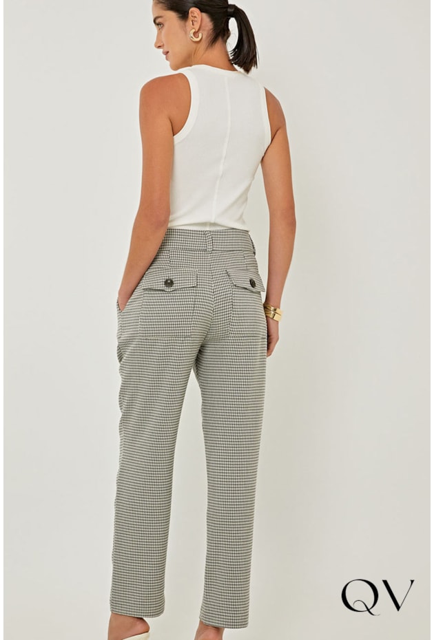 CALÇA EM ALFAIATARIA PIED POULE MESCLA - LINDA DE MORRER