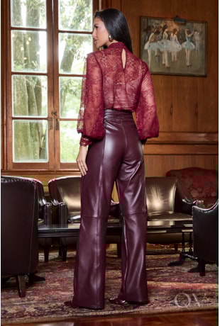 CALÇA EM COURO LEGÍTIMO MARSALA - LUZIA FAZZOLLI