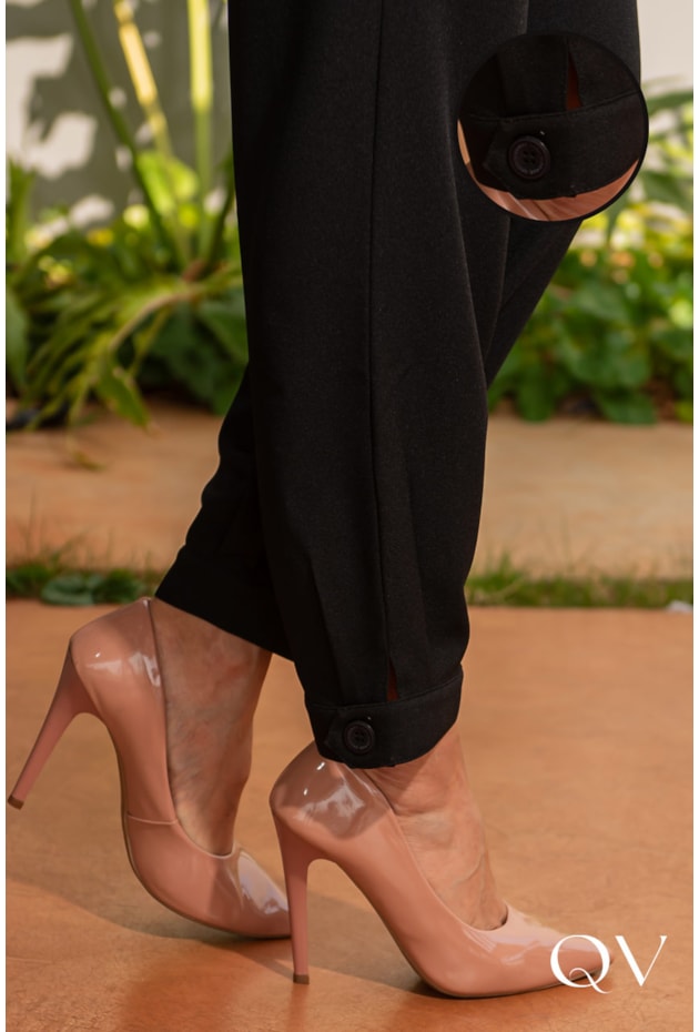 CALÇA EM CREPE BOLSOS PRETO - LUZIA FAZZOLLI