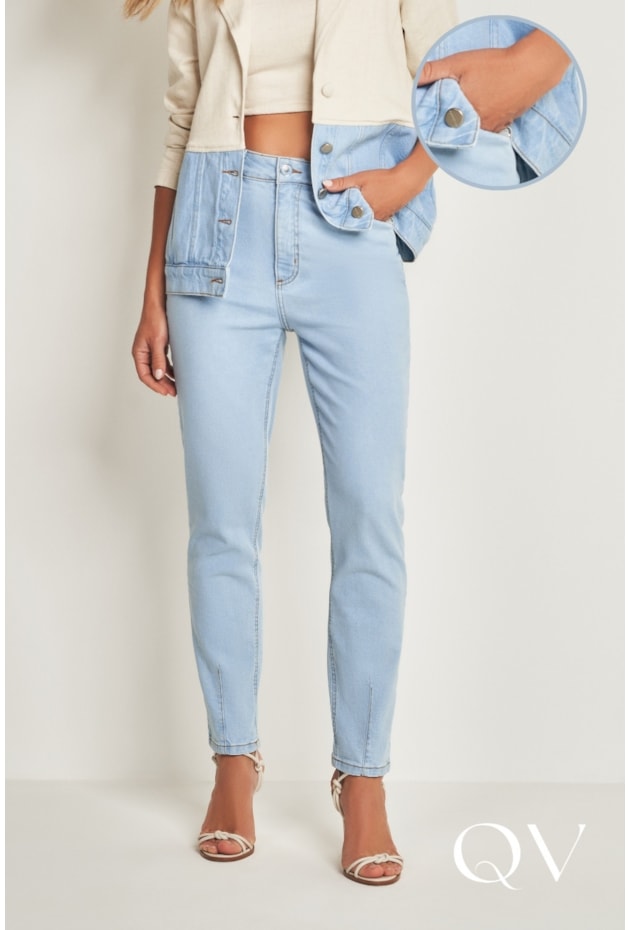 CALÇA EM JEANS CLARO - DOCE TRAMA