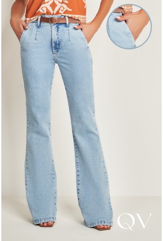 CALÇA EM JEANS COM ELASTANO CLARO - DOCE TRAMA