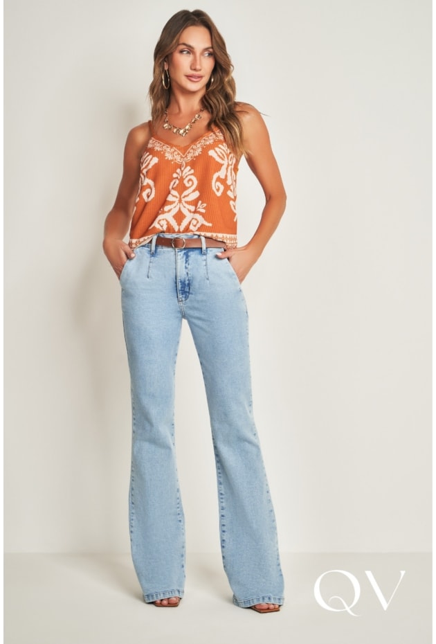 CALÇA EM JEANS COM ELASTANO CLARO - DOCE TRAMA