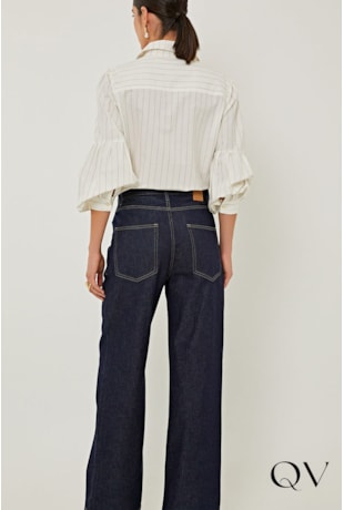 CALÇA EM JEANS PESPONTO AZUL ESCURO - LINDA DE MORRER