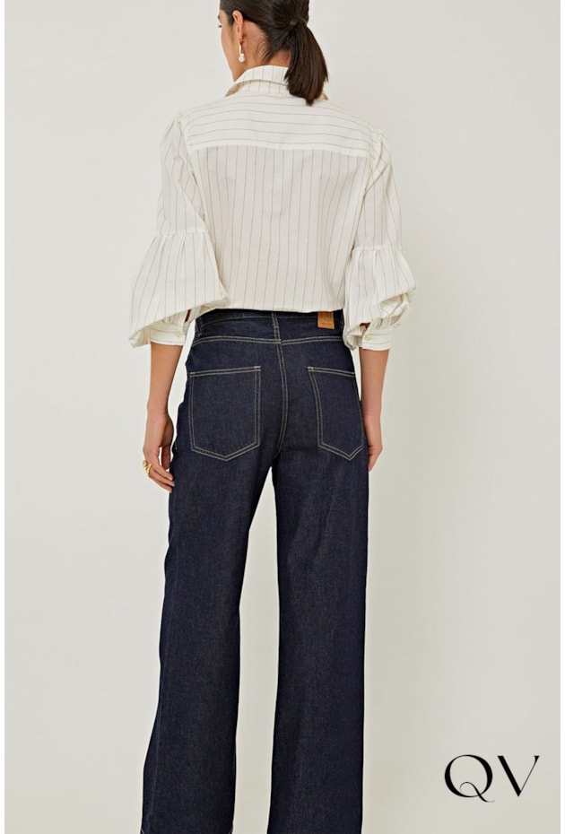 CALÇA EM JEANS PESPONTO AZUL ESCURO - LINDA DE MORRER CALÇA EM JEANS PESPONTO AZUL ESCURO - LINDA DE MORRER