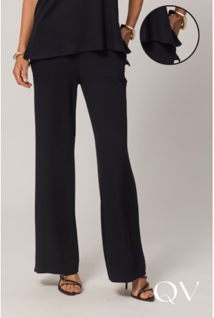 CALÇA EM MOLETINHO DE VISCOSE COM ELASTANO PRETO - DOCE TRAMA