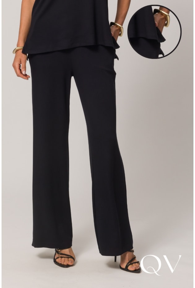 CALÇA EM MOLETINHO DE VISCOSE COM ELASTANO PRETO - DOCE TRAMA