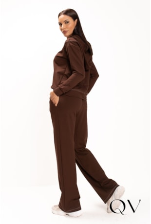 CALÇA EM MOLETOM COM VISCOSE MARROM - LEKAZIS