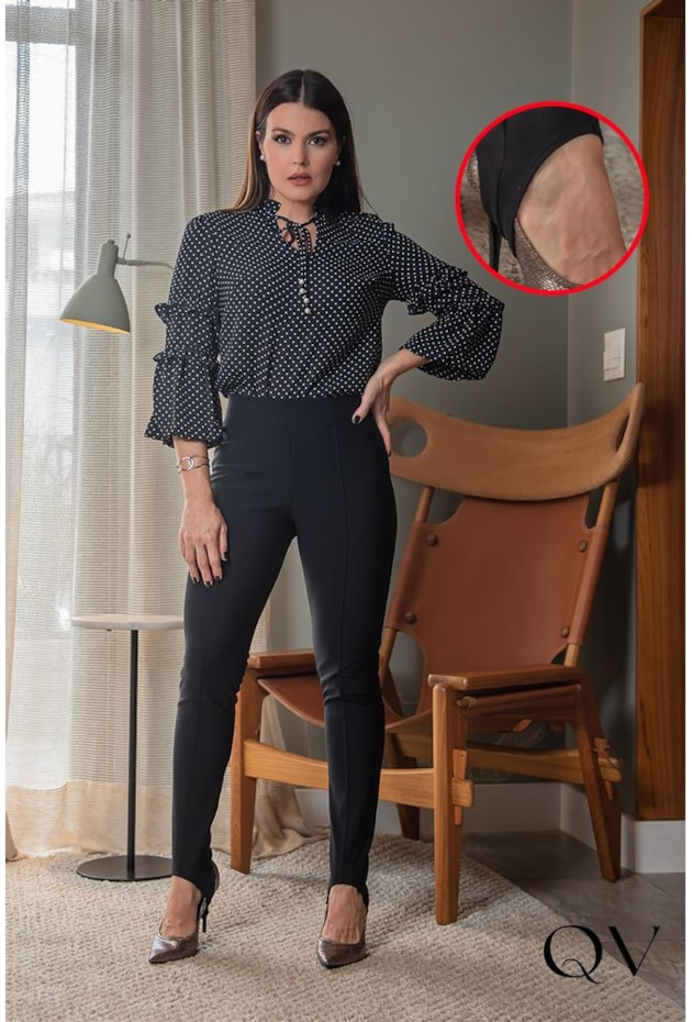 CALÇA ESTILO MONTARIA COM PEZINHO PRETO - LUZIA FAZZOLLI CALÇA ESTILO MONTARIA COM PEZINHO PRETO - LUZIA FAZZOLLI