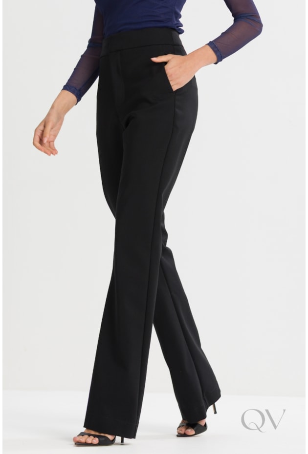 CALÇA FLARE EM ALGODÃO PRETO - TLIC RIO