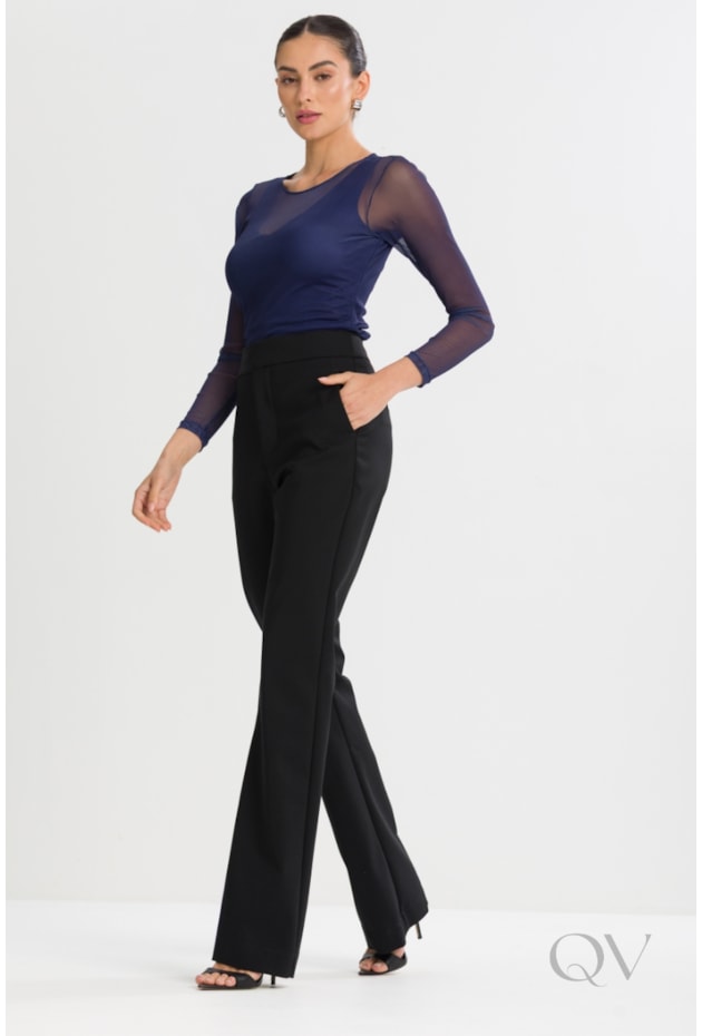 CALÇA FLARE EM ALGODÃO PRETO - TLIC RIO