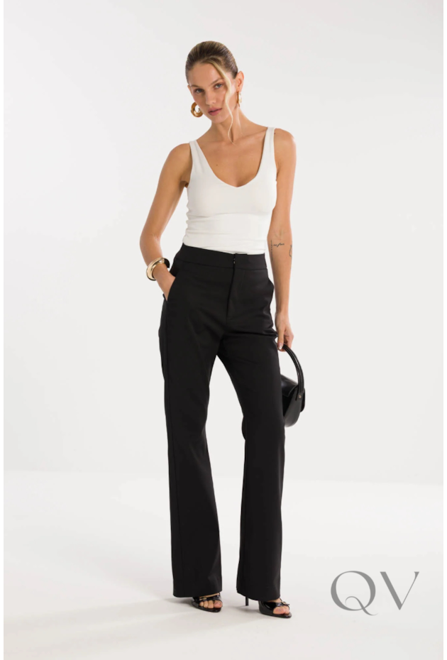 CALÇA FLARE EM ALGODÃO PRETO - TLIC RIO