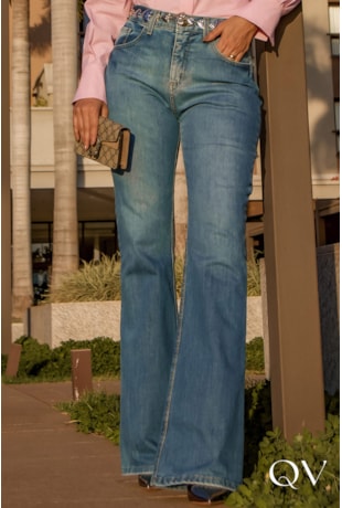 CALÇA FLARE EM JEANS AZUL - LUZIA FAZZOLLI