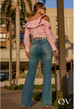 CALÇA FLARE EM JEANS AZUL - LUZIA FAZZOLLI