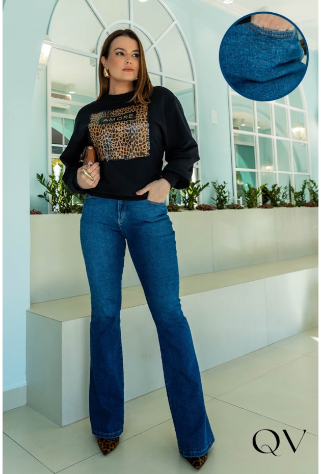 CALÇA JEANS BOOT CUT AZUL - LUZIA FAZZOLLI