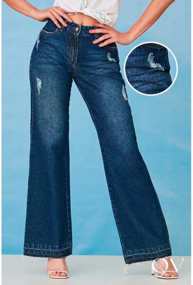 CALÇA JEANS FLARE LAVAGEM ESCURA - LUZIA FAZZOLLI CALÇA JEANS FLARE LAVAGEM ESCURA - LUZIA FAZZOLLI