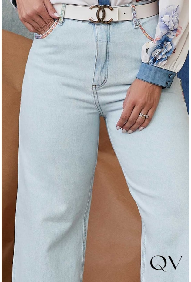 CALÇA JEANS WIDE LEG LAVAGEM CLARA - LUZIA FAZZOLLI CALÇA JEANS WIDE LEG LAVAGEM CLARA - LUZIA FAZZOLLI