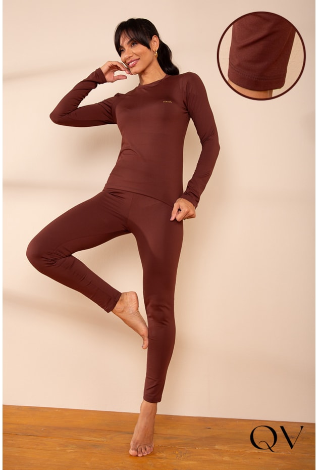 CALÇA LEGGING EM MALHA TÉRMICA MARROM - LEKAZIS CALÇA LEGGING EM MALHA TÉRMICA MARROM - LEKAZIS