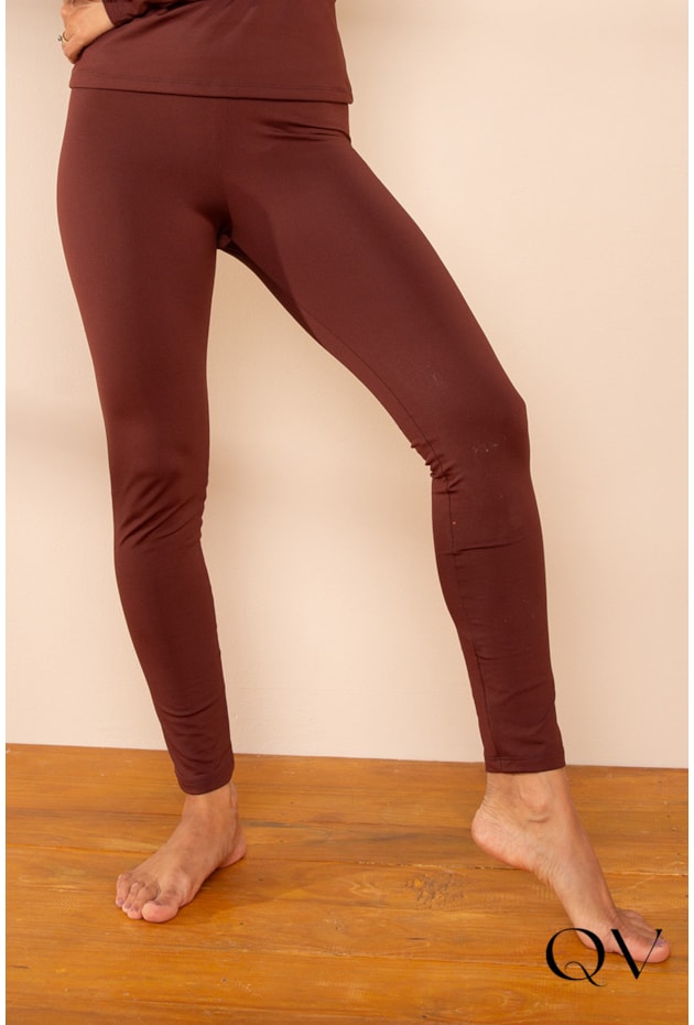 CALÇA LEGGING EM MALHA TÉRMICA MARROM - LEKAZIS