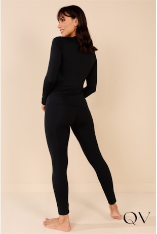 CALÇA LEGGING EM MALHA TÉRMICA PRETO - LEKAZIS