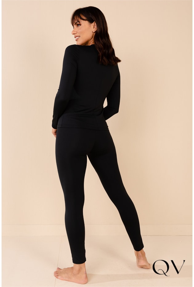 CALÇA LEGGING EM MALHA TÉRMICA PRETO - LEKAZIS