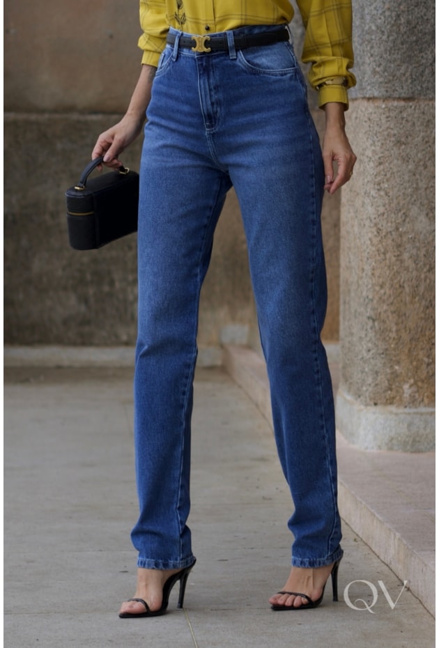 CALÇA MOM EM JEANS ESCURO - LUZIA FAZZOLLI