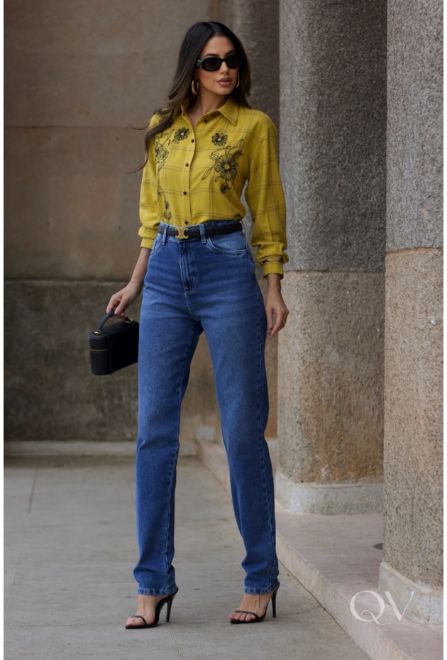 CALÇA MOM EM JEANS ESCURO - LUZIA FAZZOLLI