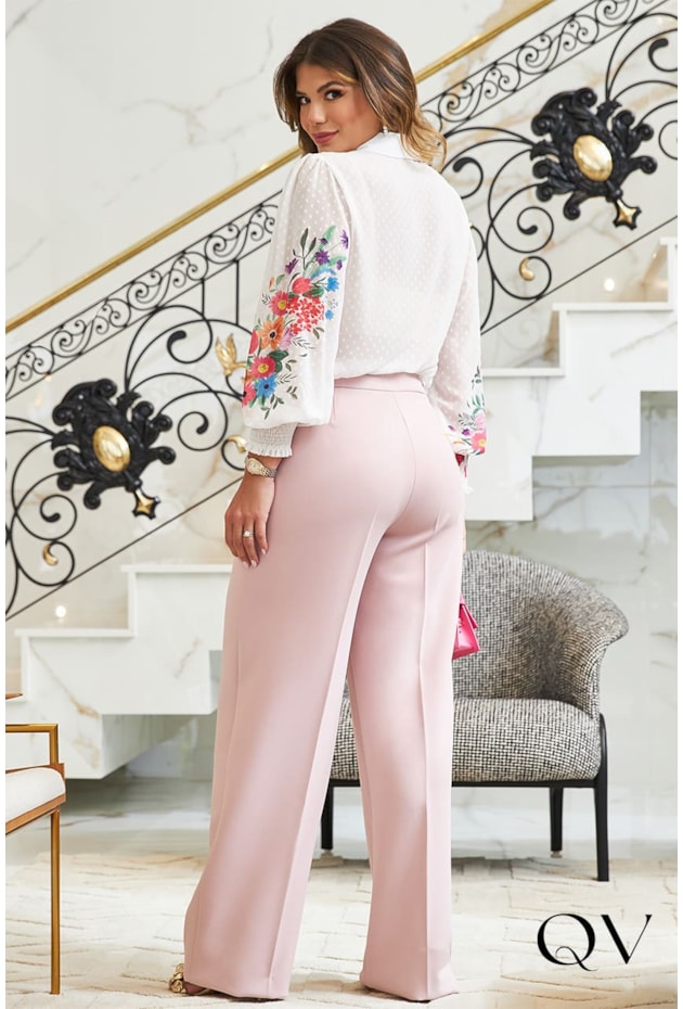 CALÇA RETA ALFAIATARIA ROSA - LUZIA FAZZOLLI
