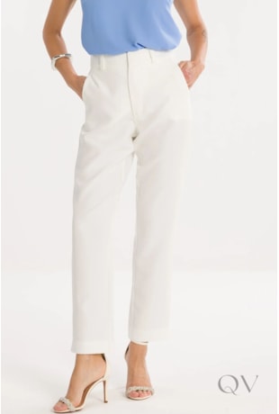CALÇA RETA EM ALFAIATARIA OFF WHITE - TLIC RIO