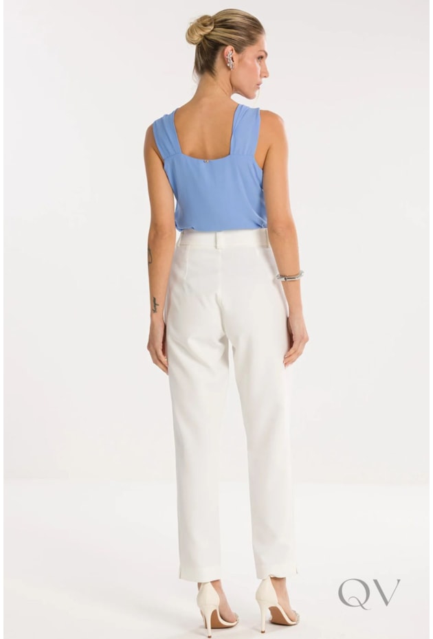 CALÇA RETA EM ALFAIATARIA OFF WHITE - TLIC RIO