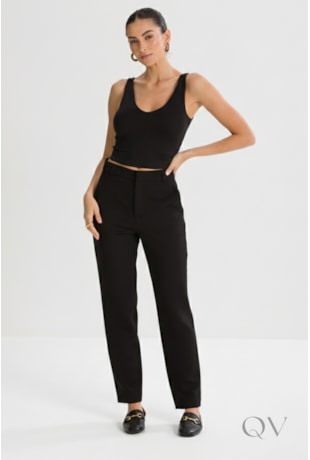 CALÇA RETA EM ALFAIATARIA PRETO - TLIC RIO