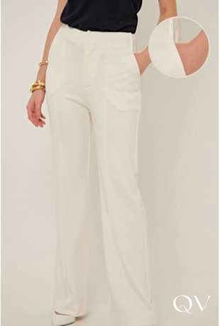 CALÇA RETA EM MALHA DE VISCOSE OFF WHITE - LINDA DE MORRER CALÇA RETA EM MALHA DE VISCOSE OFF WHITE - LINDA DE MORRER