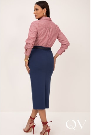 CAMISA ALGODÃO LISTRADA EM TRICOLINE VERMELHO - LEKAZIS